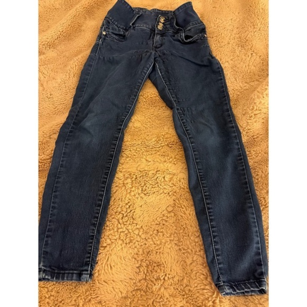 Ella Jeans Womens High Waisted Skinny Jeans Dark Wash 4 Button Fly Size 5